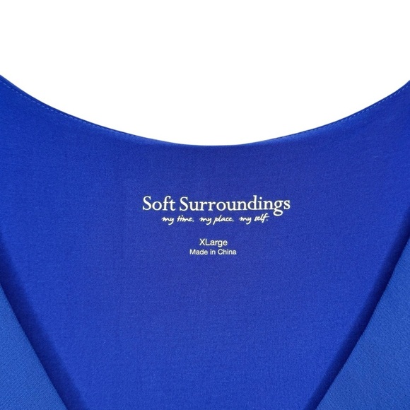 Soft Surroundings Cobalt Blue Flutter Front Women’s Sleeveless Blouse Sz XL - Picture 3 of 10